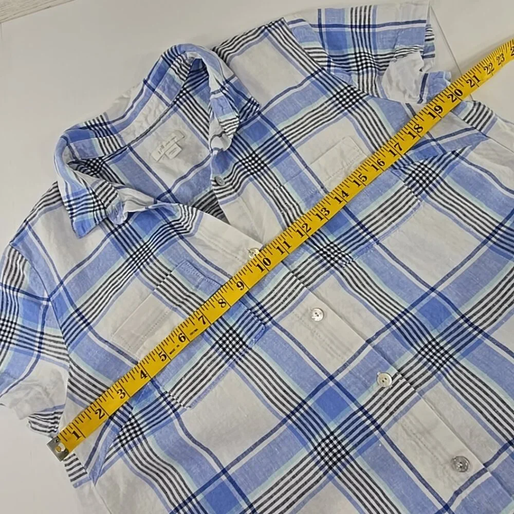 J. Jill Love Linen Plaid Full Button Up Shift‎ Dress WOMEN'S SIZE MEDIUM PETITE. - Picture 13 of 16